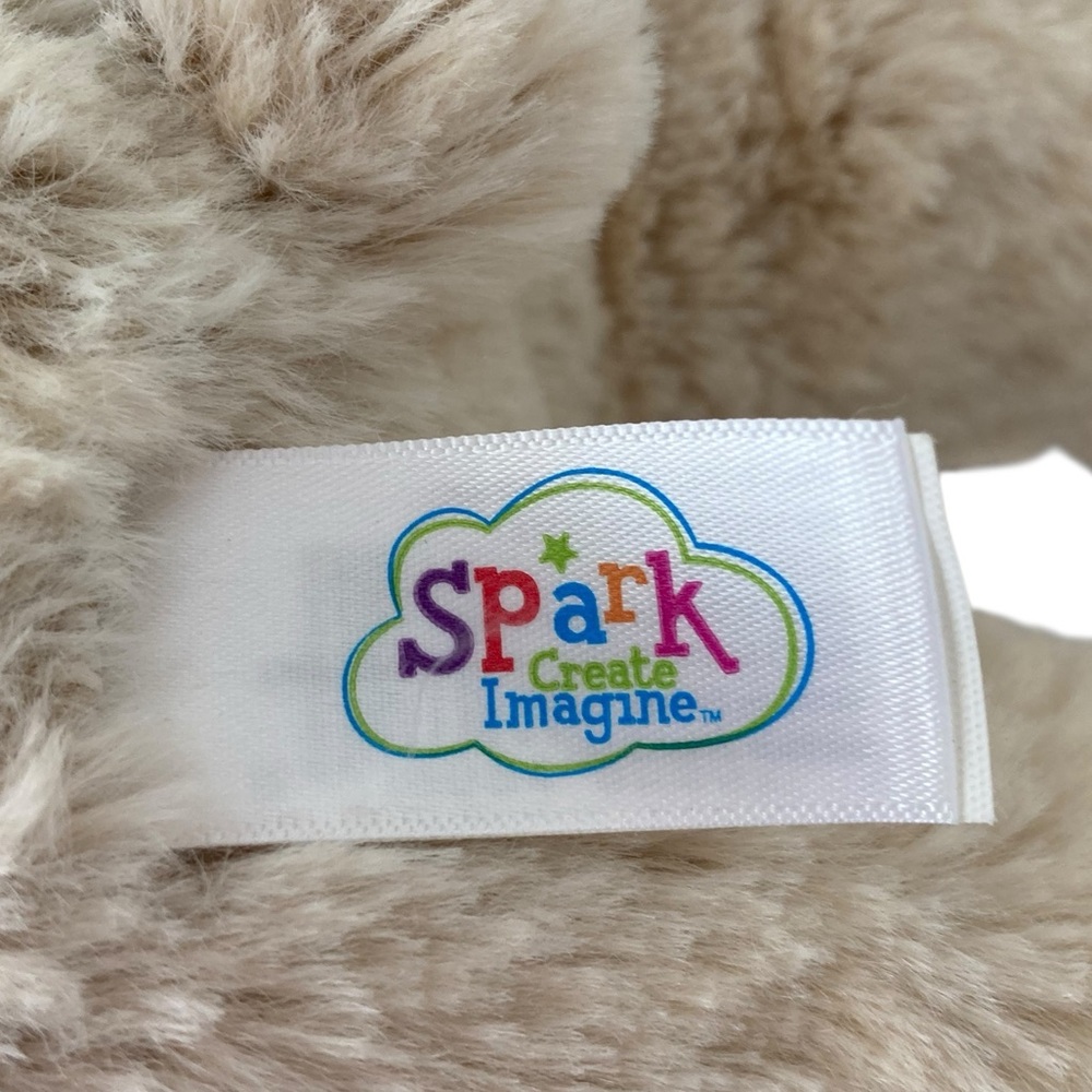 Spark Create Imagine 13” Teddy Bear Plush Cream Oatmeal Ribbed Feet Walmart. - Picture 8 of 11